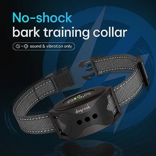 DogRook Rechargeable Bark Collar for Dogs — Beep & Vibration, 12-110 lbs, Black thumbnail 2