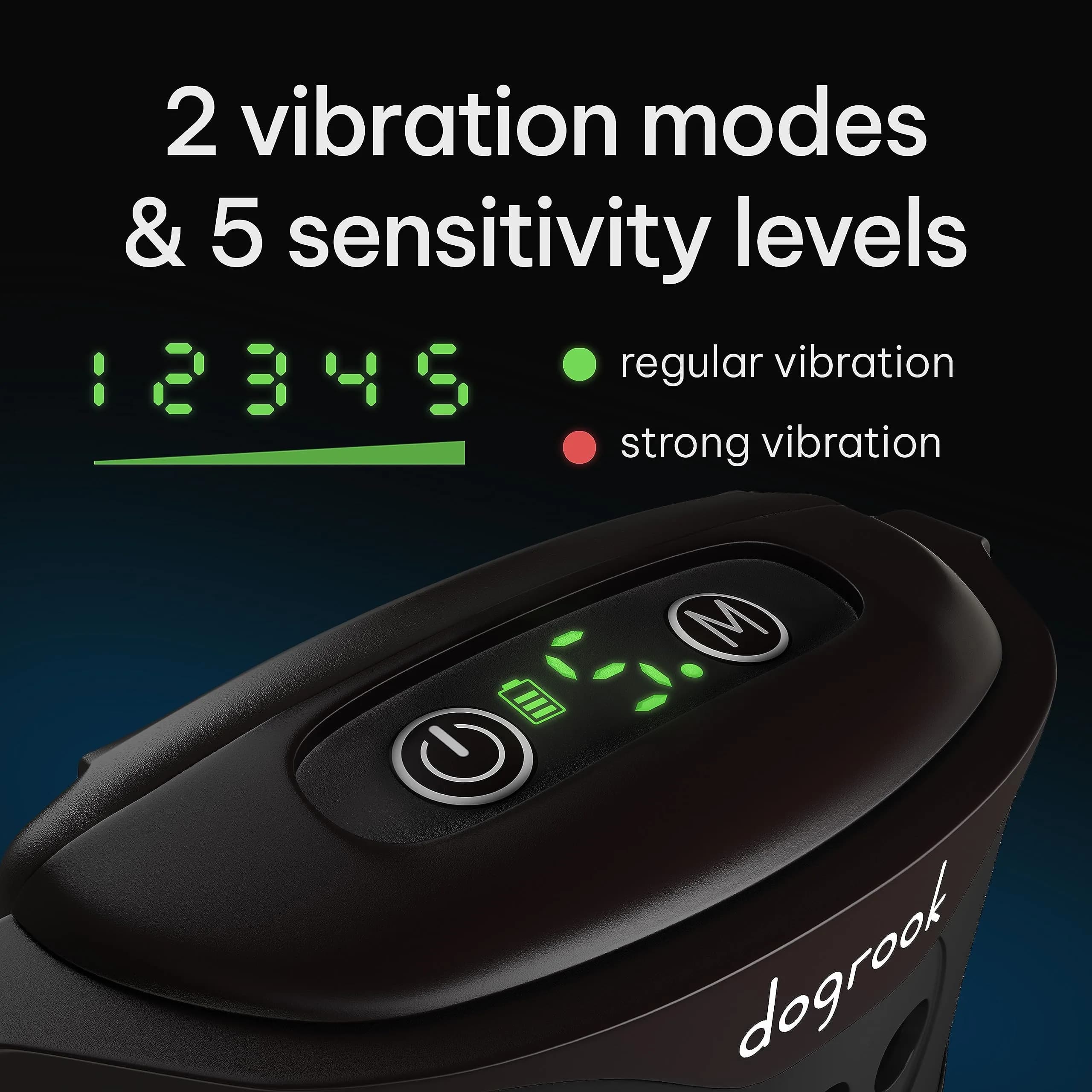 DogRook Rechargeable Bark Collar for Dogs — Beep & Vibration, 12-110 lbs, Black - view 4