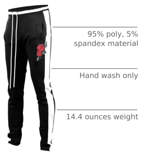 SCREENSHOT Men's Premium Workout Lifestyle Track Pants 33in Mid Rise Slim Fit Black/White thumbnail 4