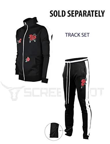 SCREENSHOT Men's Premium Workout Lifestyle Track Pants 33in Mid Rise Slim Fit Black/White thumbnail 5