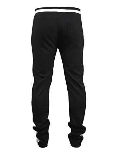 SCREENSHOT Men's Premium Workout Lifestyle Track Pants 33in Mid Rise Slim Fit Black/White thumbnail 6