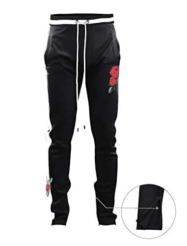 SCREENSHOT Men's Premium Workout Lifestyle Track Pants 33in Mid Rise Slim Fit Black/White thumbnail 3