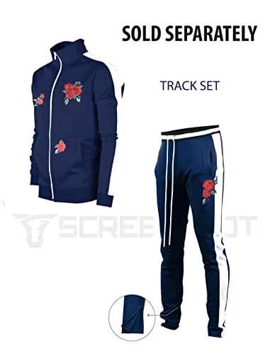 SCREENSHOT Men's Premium Workout Lifestyle Color Block Track Pants P11853-Navy-Small | Slim Fit, Mid Rise, 95% Poly/5% Spandex thumbnail 5