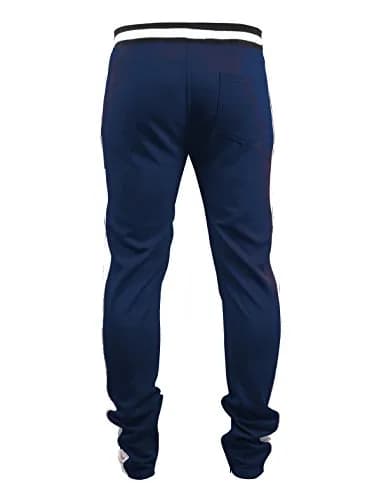 SCREENSHOT Men's Premium Workout Lifestyle Color Block Track Pants P11853-Navy-Small | Slim Fit, Mid Rise, 95% Poly/5% Spandex thumbnail 6