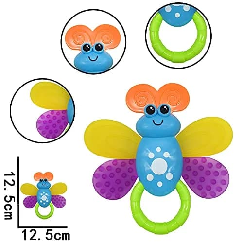 AIVIAI 9pcs Baby First Rattle Teether Toy Gift Set with Storage Box | BPA-Free, Colorful & Safe for Newborns thumbnail 5