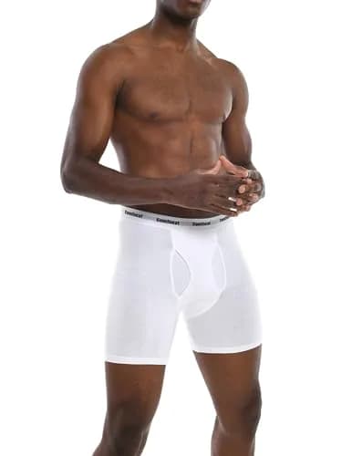Comfneat Men's 6-Pack Soft Cotton Boxer Briefs, White, L | Breathable, Stretch Fit for Indian Comfort thumbnail 2