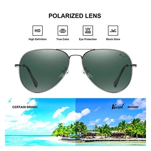 Versol Aviator Sunglasses for Men Women | Polarized Mirrored UV400 Lenses, Lightweight & Classic for Outdoors & Driving thumbnail 5