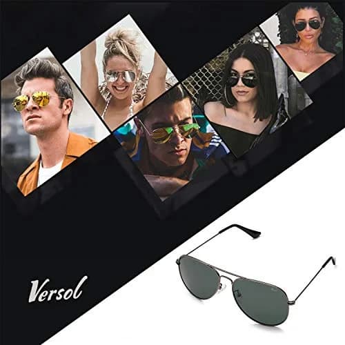 Versol Aviator Sunglasses for Men Women | Polarized Mirrored UV400 Lenses, Lightweight & Classic for Outdoors & Driving thumbnail 6