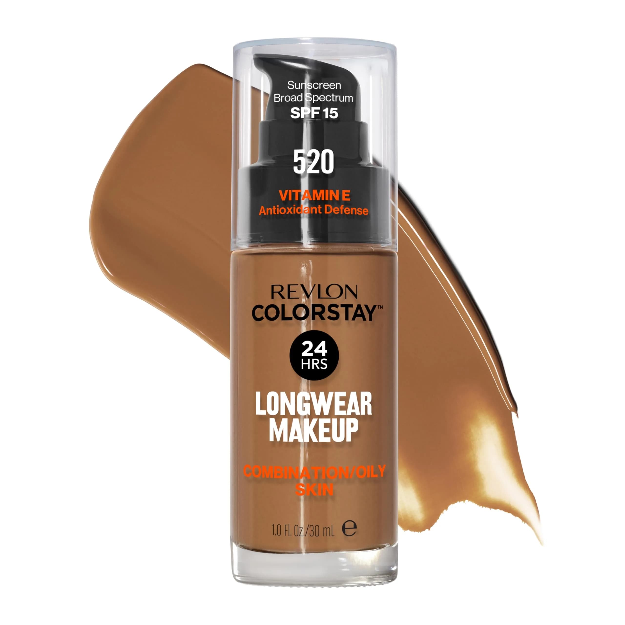 Revlon Colorstay Makeup for Combination/Oily Skin, 520 Cocoa, 30ml | 24-Hour Wear Foundation - main product image
