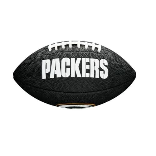 Wilson NFL Green Bay Packers Mini Logo Football | Soft Touch Composite, Black, Official Size thumbnail 1
