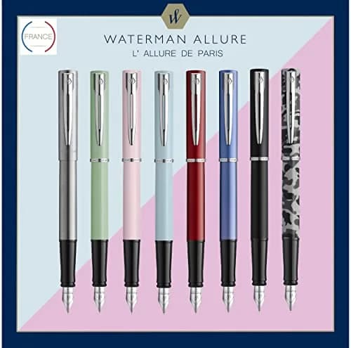 Waterman Allure Fountain Pen, Fine Point, Black Lacquer with Silver Trim | French-Crafted Writing Instrument thumbnail 4