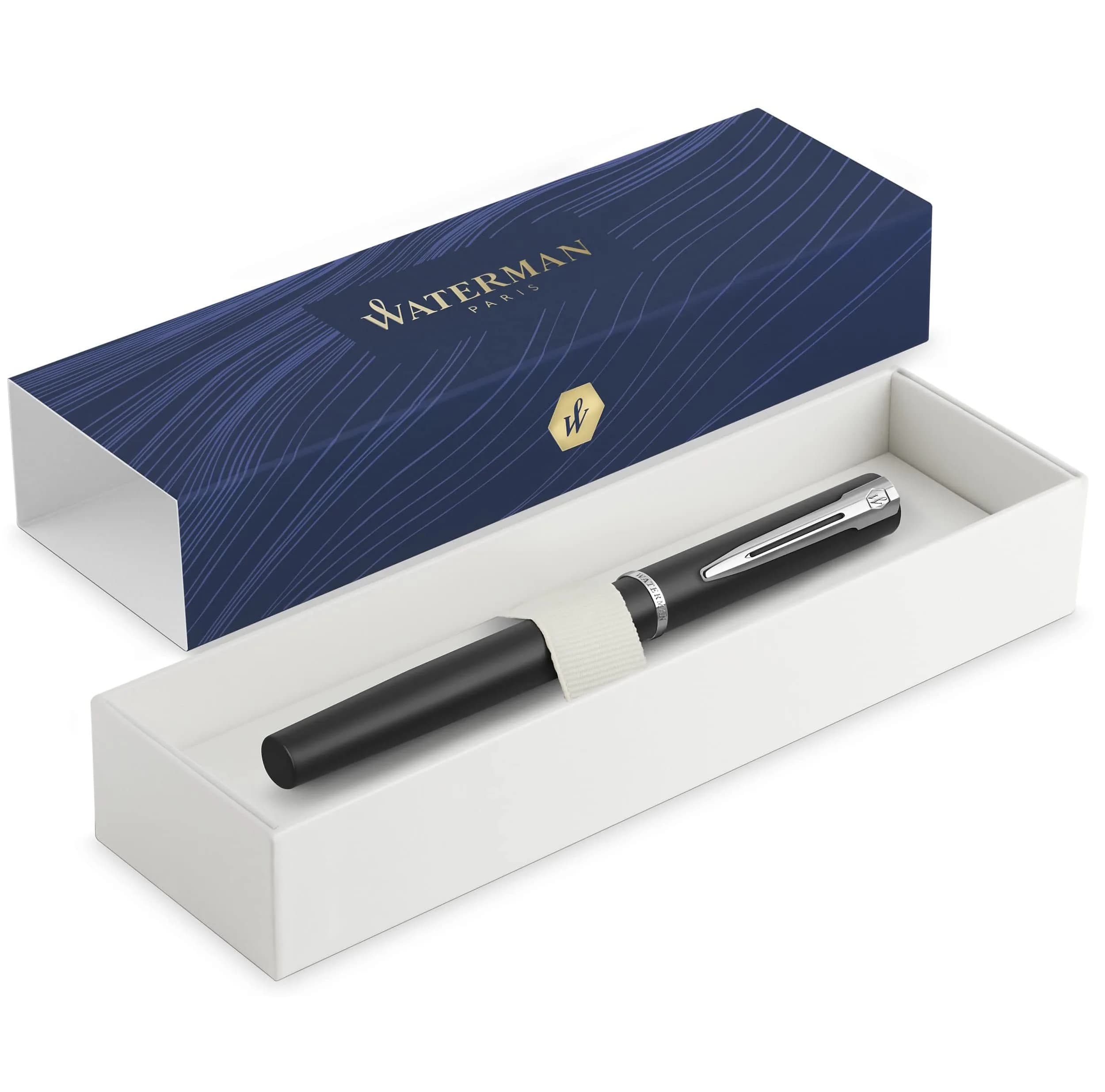 Waterman Allure Fountain Pen, Fine Point, Black Lacquer with Silver Trim | French-Crafted Writing Instrument - view 3
