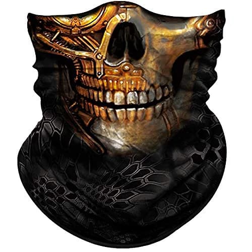 Obacle Gold Face Single Green Eye Skull Face Mask - Seamless 3D Tube Bandana for Dust & Sun Protection thumbnail 1