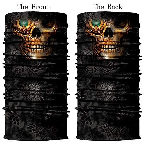 Obacle Gold Face Single Green Eye Skull Face Mask - Seamless 3D Tube Bandana for Dust & Sun Protection thumbnail 2