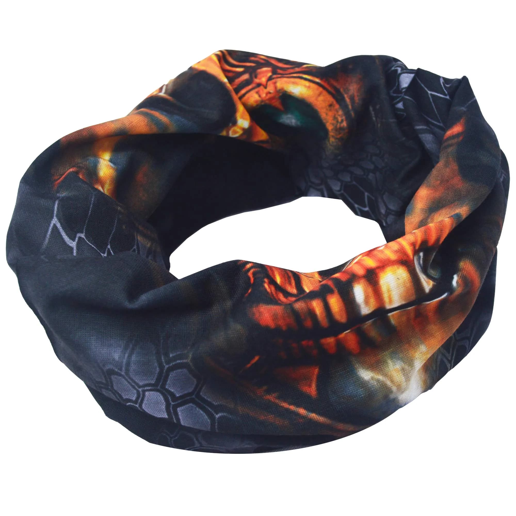 Obacle Gold Face Single Green Eye Skull Face Mask - Seamless 3D Tube Bandana for Dust & Sun Protection - view 3
