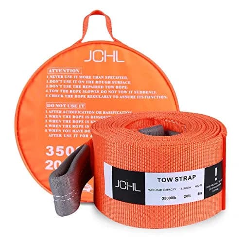 JCHL Heavy Duty Tow Strap 4" x 20ft (9072 kg / 20000 lbs) | Reinforced Loops, Storage Bag Included thumbnail 1