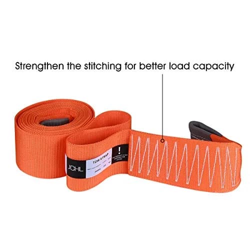 JCHL Heavy Duty Tow Strap 4" x 20ft (9072 kg / 20000 lbs) | Reinforced Loops, Storage Bag Included thumbnail 4