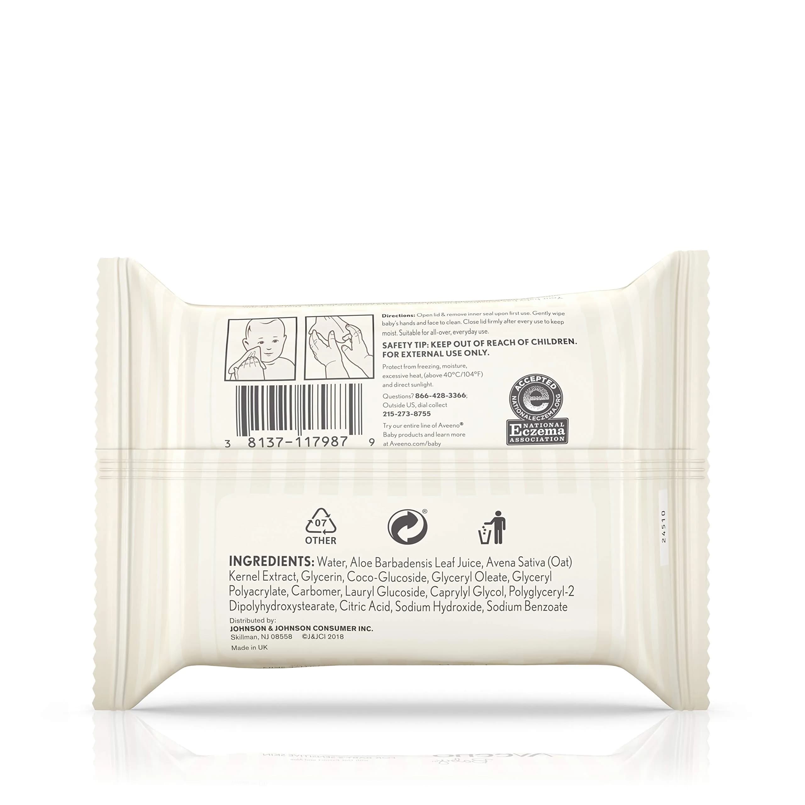 Aveeno Baby Hand & Face Wipes, 25 Count (Pack of 1) | Gentle, Fragrance-Free for Sensitive Skin - view 3
