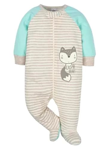 Gerber Baby Boys 4 Pack Sleep 'N Play Footie, Aqua Fox, Newborn | Breathable Cotton, Cozy & Easy Diaper Changes thumbnail 5