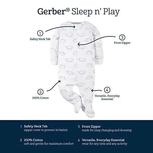 Gerber Baby Boys 4 Pack Sleep 'N Play Footie, Aqua Fox, Newborn | Breathable Cotton, Cozy & Easy Diaper Changes thumbnail 6