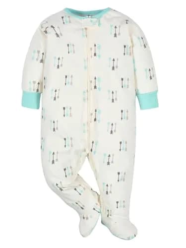 Gerber Baby Boys 4 Pack Sleep 'N Play Footie, Aqua Fox, Newborn | Breathable Cotton, Cozy & Easy Diaper Changes thumbnail 3