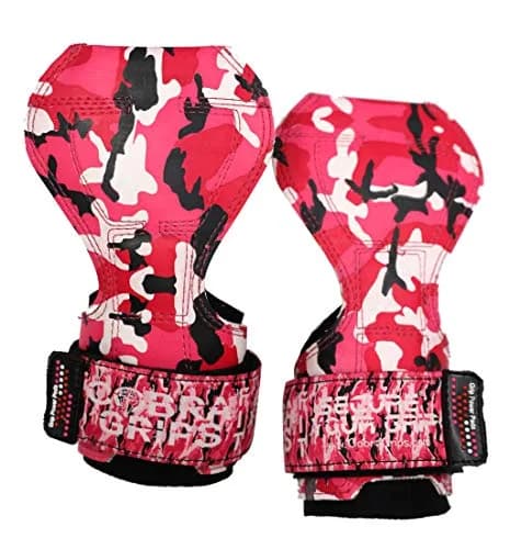 Cobra Grips FIT Pink Camo Rubber Weight Lifting Gloves with Wrist Wraps - 6mm Neoprene Padded, Unisex Adult (4.25-7.0" Wrist) thumbnail 2