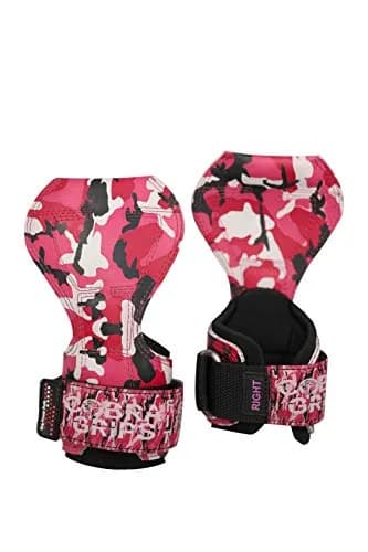 Cobra Grips FIT Pink Camo Rubber Weight Lifting Gloves with Wrist Wraps - 6mm Neoprene Padded, Unisex Adult (4.25-7.0" Wrist) thumbnail 3