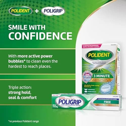 Super Poligrip Denture Adhesive Cream 2.4 oz | Strong All-Day Hold, Zinc-Free, Flavor-Free thumbnail 9