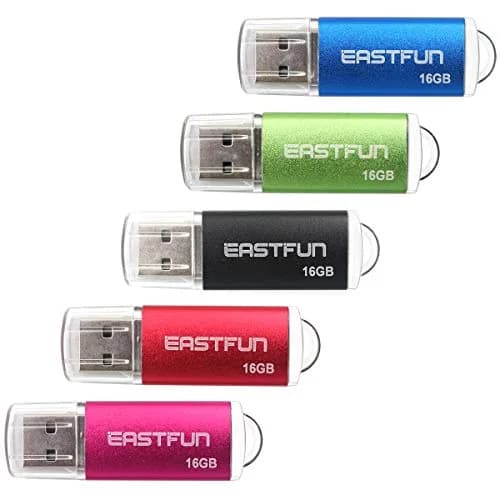 EASTFUN 5 Pack 16GB USB 2.0 Flash Drive with LED Indicator | 5 Colors, Plug & Play, Data Storage & Transfer thumbnail 1