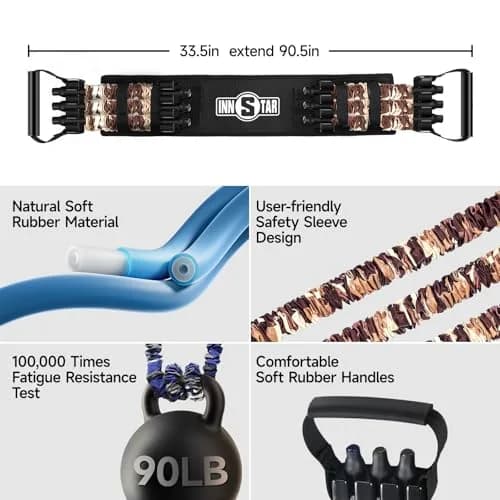 INNSTAR Multi-Function Resistance Bands 33.5" | Full Body Workout, Adjustable, USA Import (Desert 198LBS) thumbnail 5