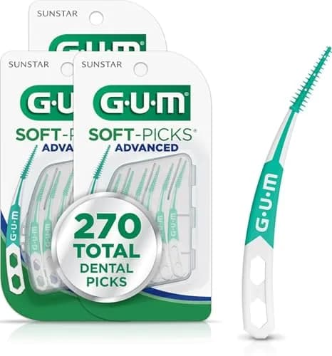 GUM Soft-Picks Advanced Interdental Picks 90 Count | Soft Rubber Bristles for Sensitive Gums thumbnail 1