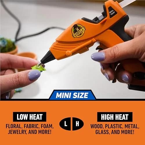 Gorilla Mini Dual Temp Hot Glue Gun | Easy Squeeze Trigger, Built-in Stand, 120V thumbnail 5