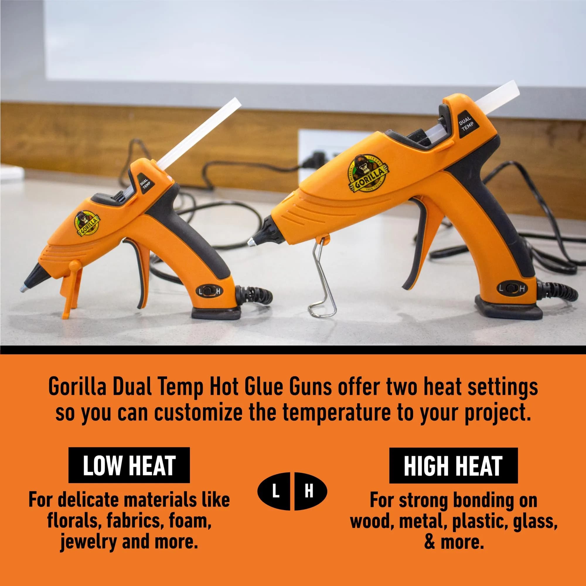 Gorilla Mini Dual Temp Hot Glue Gun | Easy Squeeze Trigger, Built-in Stand, 120V - view 6
