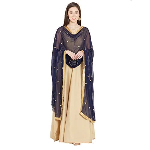 DUPATTA BAZAAR Embroidered Navy Blue Chiffon Dupatta 235 x 92 cm (92" x 36") | Traditional Elegant Style thumbnail 4