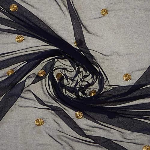 DUPATTA BAZAAR Embroidered Navy Blue Chiffon Dupatta 235 x 92 cm (92" x 36") | Traditional Elegant Style thumbnail 6