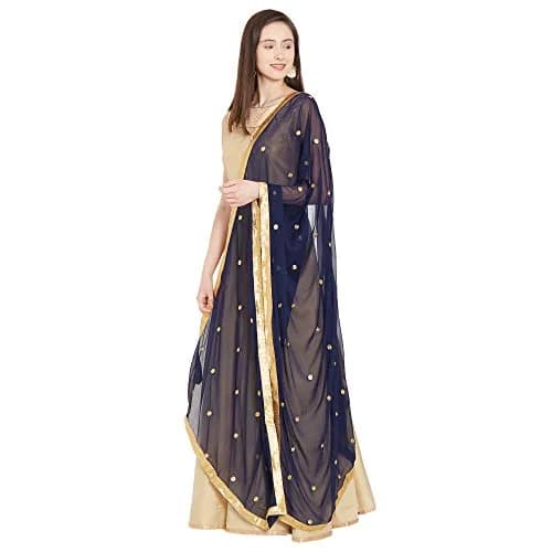 DUPATTA BAZAAR Embroidered Navy Blue Chiffon Dupatta 235 x 92 cm (92" x 36") | Traditional Elegant Style thumbnail 2