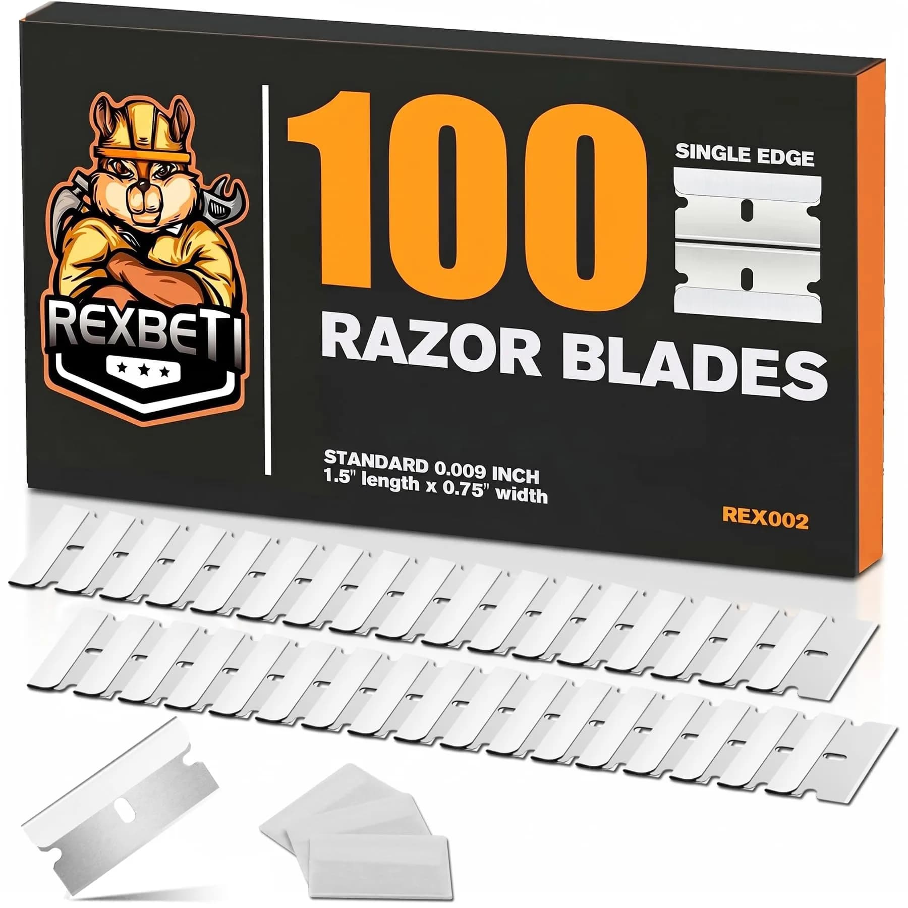 REXBETI 100 Pack Single Edge Razor Blades | Heavy-Duty Steel for Household & Industrial Use