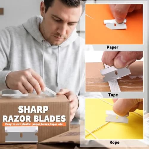 REXBETI 100 Pack Single Edge Razor Blades | Heavy-Duty Steel for Household & Industrial Use thumbnail 4