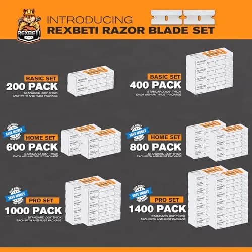 REXBETI 100 Pack Single Edge Razor Blades | Heavy-Duty Steel for Household & Industrial Use thumbnail 2