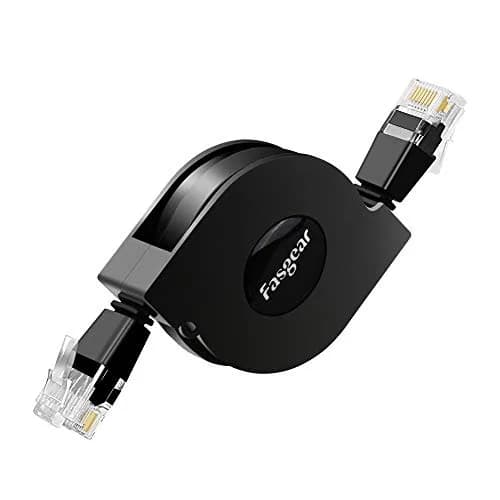 Fasgear Retractable Cat6 Ethernet Cable 1.1m (3.6ft) Black | 10Gbps High-Speed Network Cord - main product image