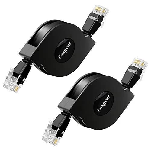 Fasgear Adjustable Cat6 Ethernet Cable 3ft (0.91m) Black | Tangle-Free Retractable LAN Cord thumbnail 1
