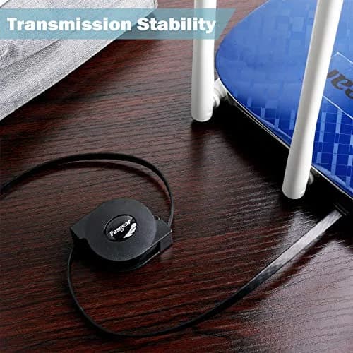 Fasgear Adjustable Cat6 Ethernet Cable 3ft (0.91m) Black | Tangle-Free Retractable LAN Cord thumbnail 4