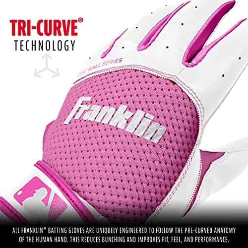 Franklin Sports Youth Flex Batting Gloves - Tee Ball Small - White/Pink | Seamless Palm, Textured Grip, Contour Fit, First Batting Glove for Boys & Girls thumbnail 4