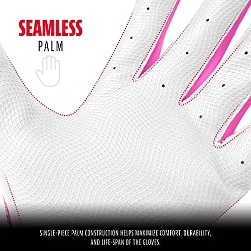 Franklin Sports Youth Flex Batting Gloves - Tee Ball Small - White/Pink | Seamless Palm, Textured Grip, Contour Fit, First Batting Glove for Boys & Girls thumbnail 2