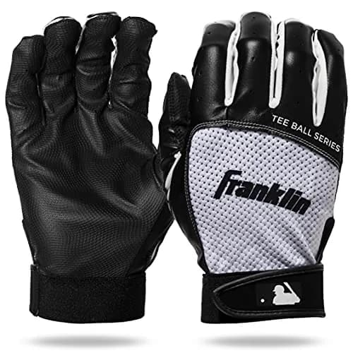 Franklin Sports Youth Flex Batting Gloves - XS Black/White | Seamless Palm, Textured Grip, Perfect for Tee Ball & Softball thumbnail 1