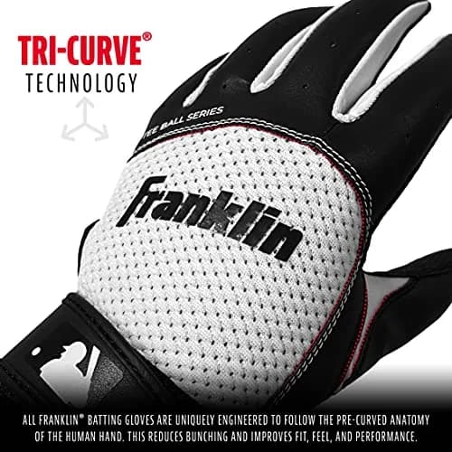 Franklin Sports Youth Flex Batting Gloves - XS Black/White | Seamless Palm, Textured Grip, Perfect for Tee Ball & Softball thumbnail 4
