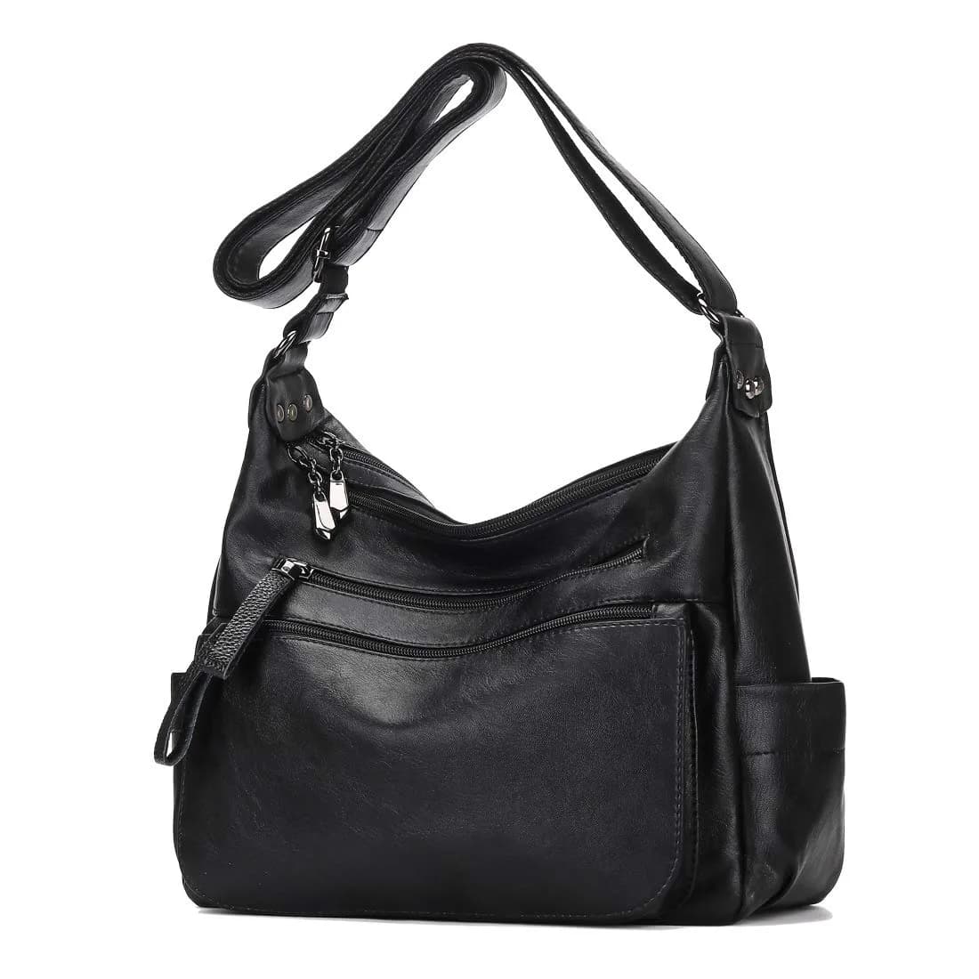Artwell Crossbody Bag for Women Shoulder Bag PU Leather Multi Pocket (Black) | Elegant & Spacious — Black