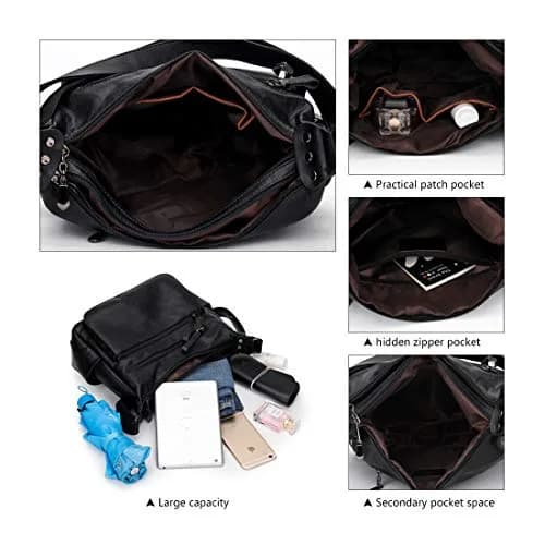 Artwell Crossbody Bag for Women Shoulder Bag PU Leather Multi Pocket (Black) | Elegant & Spacious thumbnail 5