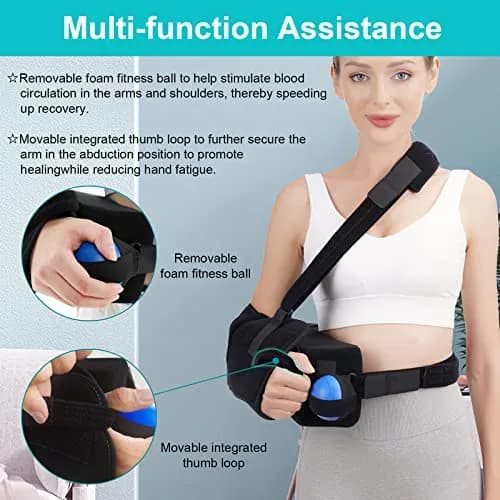 TANDCF Bestlife Shoulder Abduction Sling with Pillow & Exercise Ball, Black, 41cm (16") | Immobilizer for Injury Support thumbnail 4