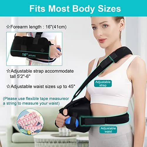 TANDCF Bestlife Shoulder Abduction Sling with Pillow & Exercise Ball, Black, 41cm (16") | Immobilizer for Injury Support thumbnail 5